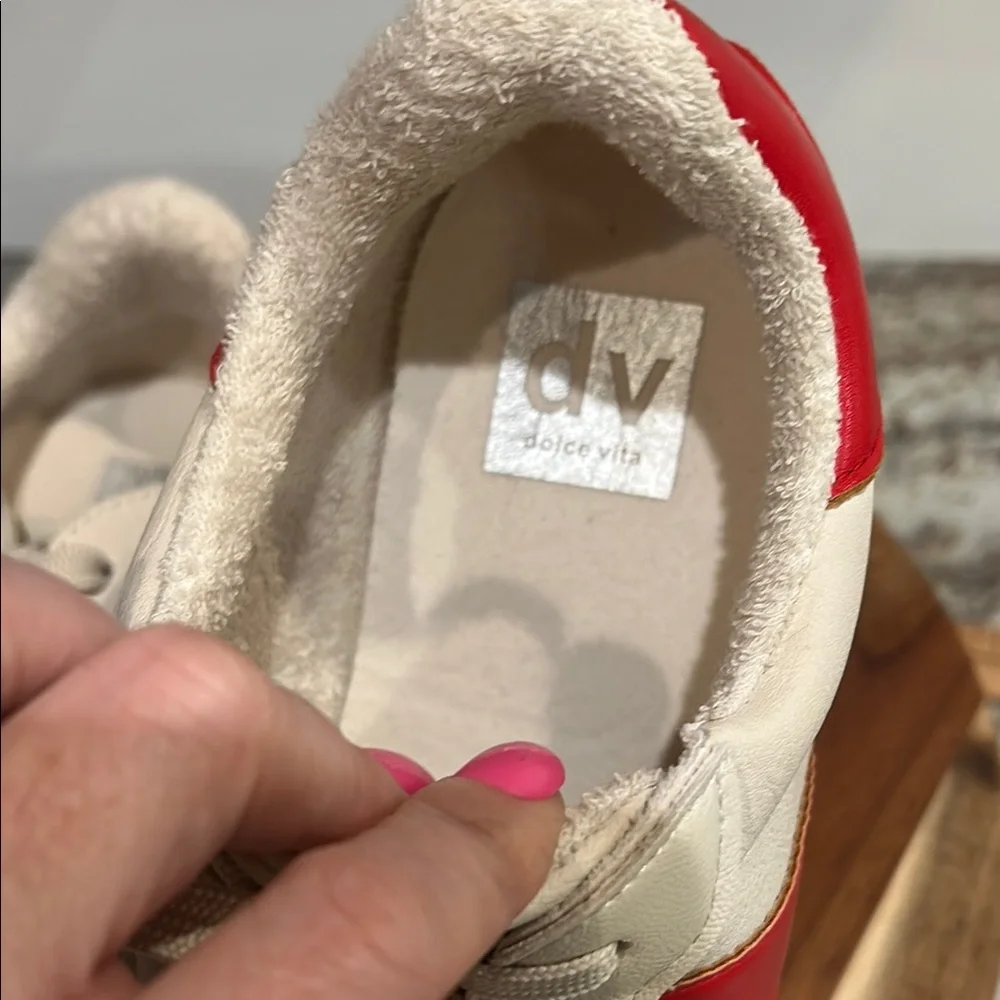 DV by Dolce Vita Red and Cream Vita Rascal T-Toe Sneakers (For Women)‎ Like NEW